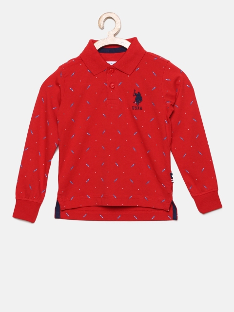 

U.S. Polo Assn. Kids Boys Red Printed Polo Collar T-shirt