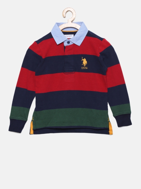 

U.S. Polo Assn. Kids Boys Red & Navy Striped Polo Collar T-shirt