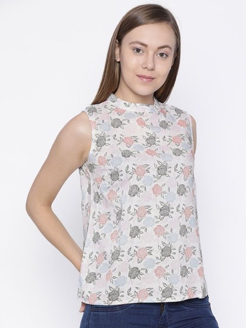 

Pepe Jeans Women Off-White & Pink Printed Top