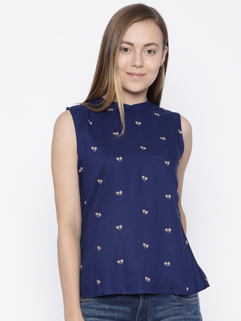 

Pepe Jeans Women Navy Blue Printed Top