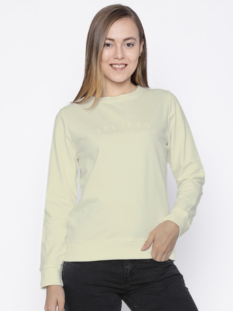 

Pepe Jeans Women Off-White Solid Sweatshirt