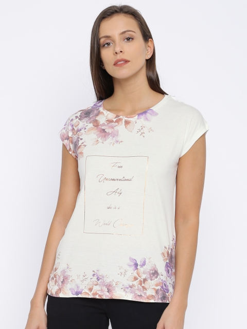 

Pepe Jeans Women Off-White Printed T-shirt