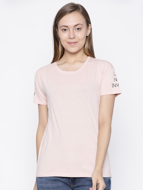 

Pepe Jeans Women Peach Solid Round Neck T-shirt