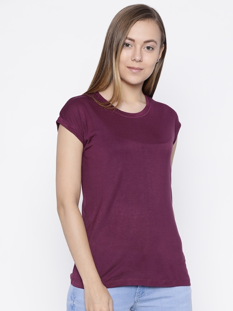 

Pepe Jeans Women Purple Solid Round Neck T-shirt