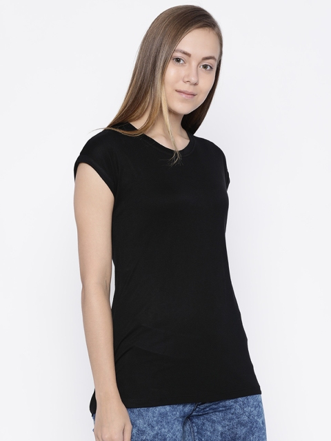 

Pepe Jeans Women Black Solid Round Neck T-shirt