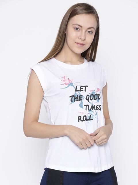 

Pepe Jeans Women White Printed Round Neck T-shirt