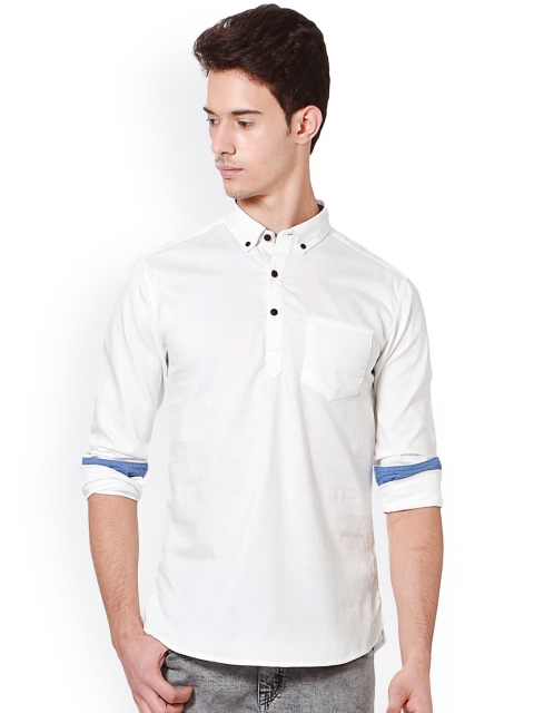 

People Men Off-White Slim Fit Solid Casual Shirt