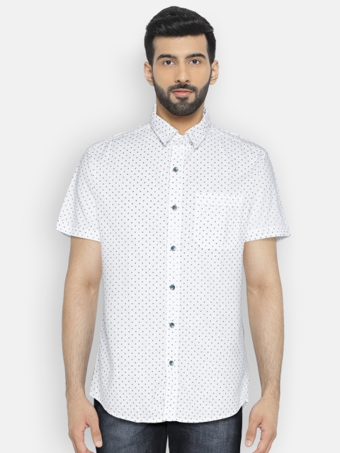 

People Men White Slim Fit Printed Casual Shirt