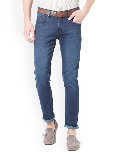 

People Men Blue Slim Fit Mid-Rise Mildly Distressed Jeans