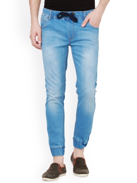

People Men Blue Slim Fit Mid-Rise Mildly Distressed Jeans