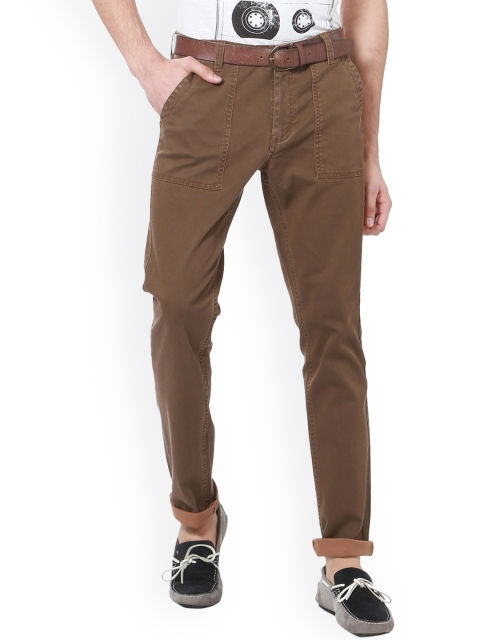 

People Men Khaki Slim Fit Solid Chinos