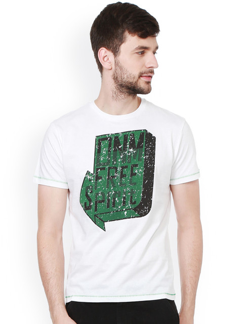 

People Men White Printed Round Neck T-shirt