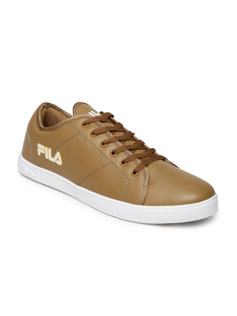 

FILA Men Brown Solid Mid-Top Sneakers