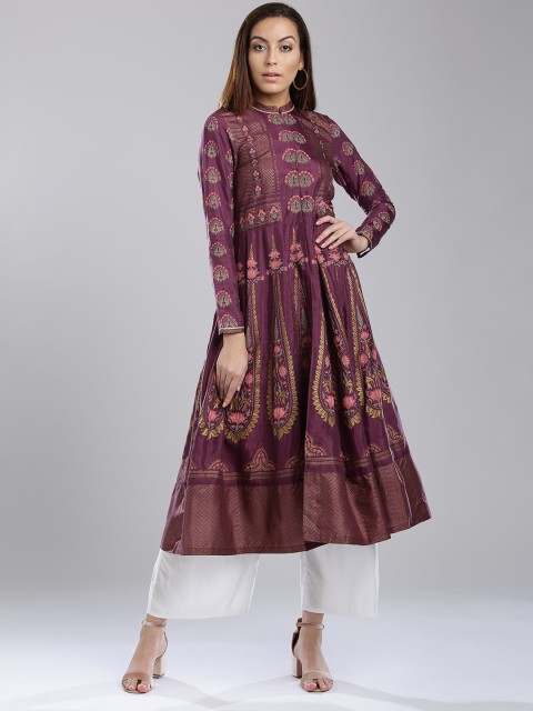 

W Women Purple Printed Anarkali Kurta