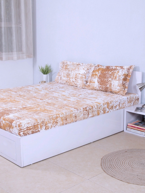 

House This Beige Cotton 210 TC Fine Double Bedsheet with 2 Pillow Covers