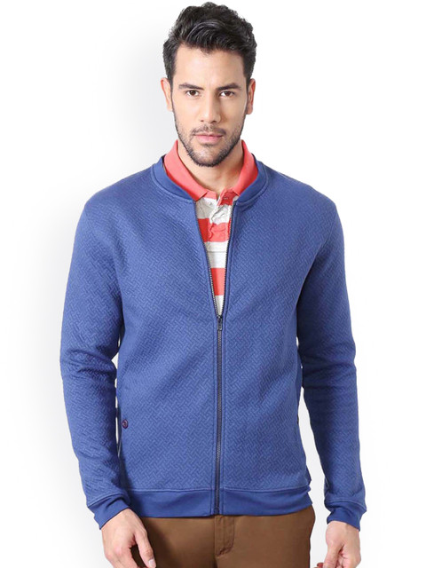 

Peter England Men Blue Self Design Sweatshirt
