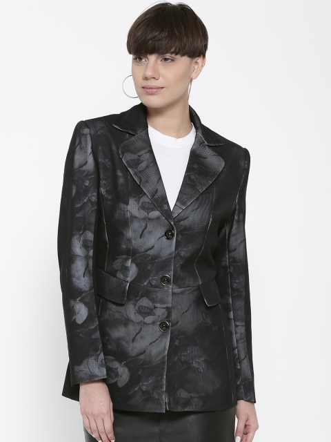 

Fort Collins Black Floral Print Single-Breasted Casual Blazer