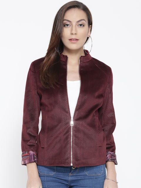 

Fort Collins Women Maroon Self-Design Woollen Tailored Jacket