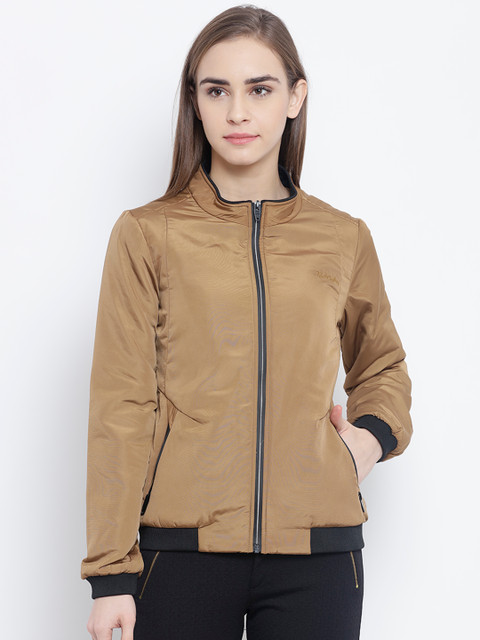 

Fort Collins Women Mustard Brown Solid Bomber Jacket