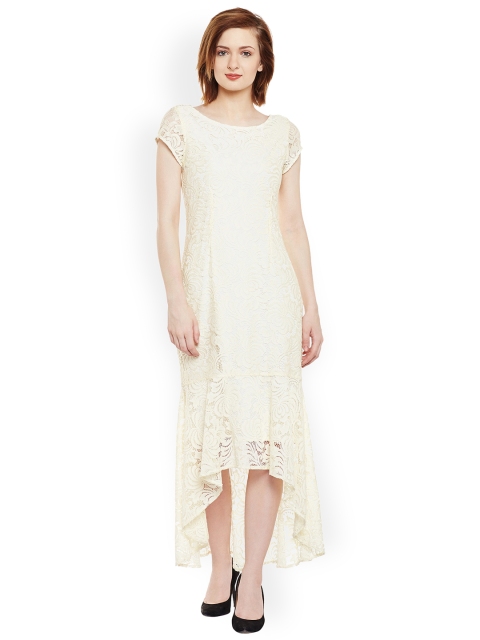 

Latin Quarters Women Cream-Coloured Solid A-Line Dress