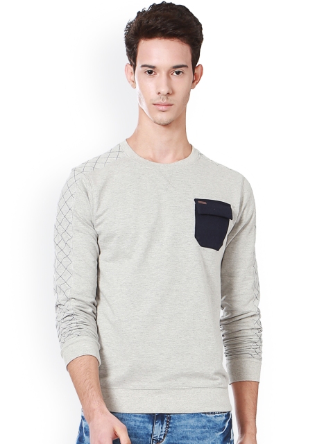 

People Men Grey Solid Sweatshirt