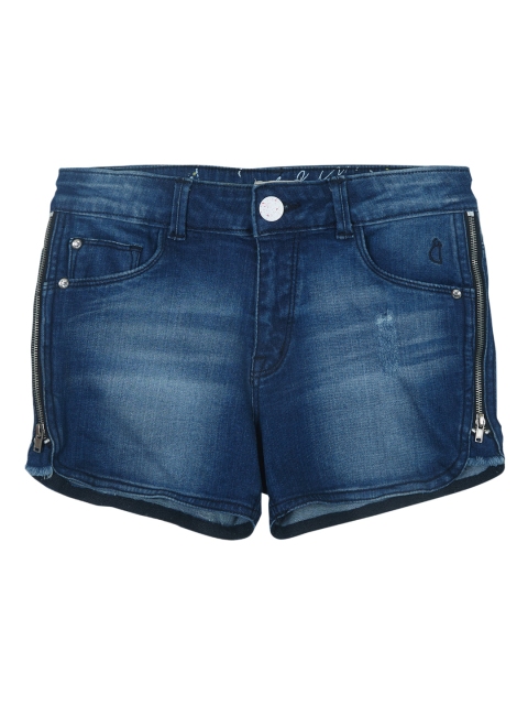 

Gini and Jony Girls Blue Solid Regular Fit Denim Shorts