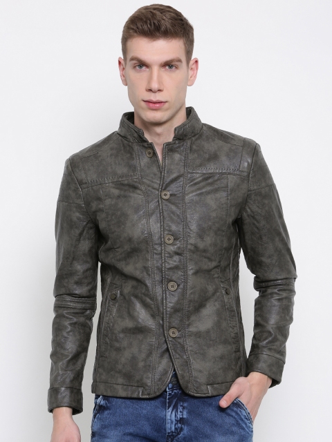 

Fort Collins Men Brown Solid Biker Jacket