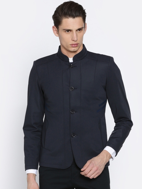 

Fort Collins Men Navy Blue Slim Fit Ethnic Bandhgala Blazer