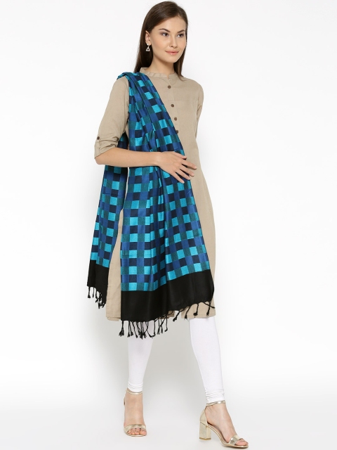 

WEAVERS VILLA Blue Checked Stole