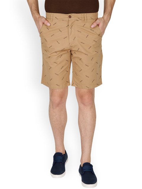 

t-base Men Khaki Printed Regular Fit Regular Shorts