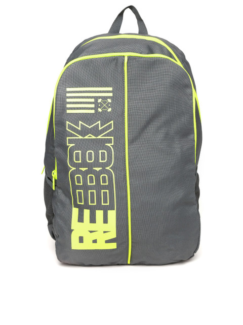

Reebok Unisex Grey Padded BR Brand Logo Print Laptop Backpack