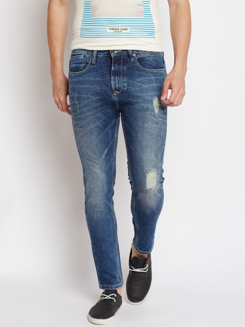 

United Colors of Benetton Men Blue Low-Rise Mildly Distressed Stretchable Jeans