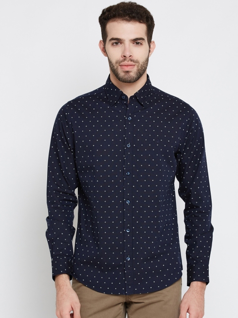 

United Colors of Benetton Men Navy Blue & White Slim Fit Printed Casual Shirt