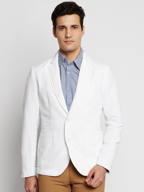 

United Colors of Benetton White Slim Fit Single-Breasted Smart Casual Blazer