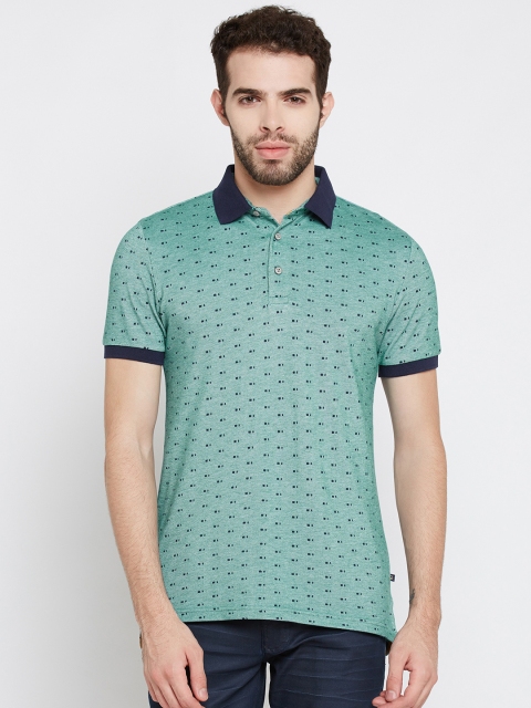 

United Colors of Benetton Men Green Printed Polo Collar T-shirt