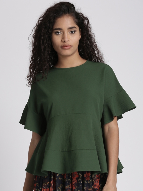

Chemistry Women Olive Green Solid Top