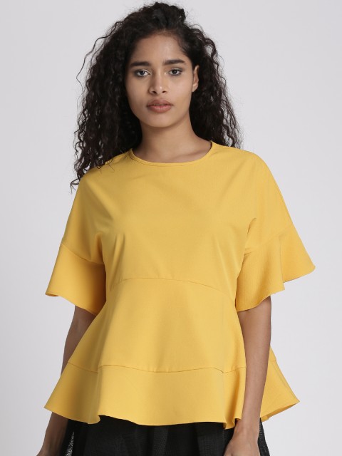 

Chemistry Women Mustard Solid Peplum Top