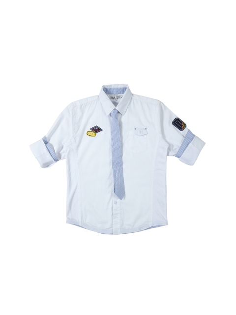 

Palm Tree Boys White Regular Fit Solid Casual Shirt