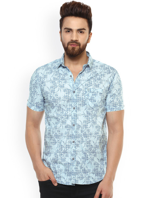 

Mufti Men Blue Slim Fit Floral Print Casual Shirt