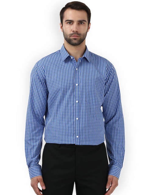 

Park Avenue Men Blue & White Slim Fit Checked Formal Shirt