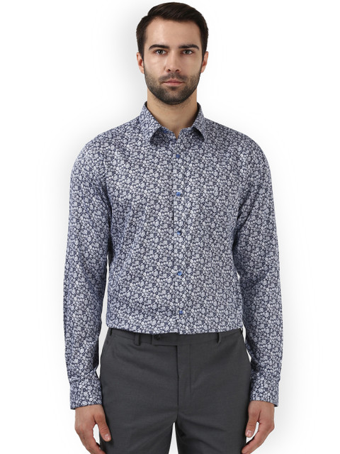 

Park Avenue Men Navy Blue & White Slim Fit Printed Formal Shirt