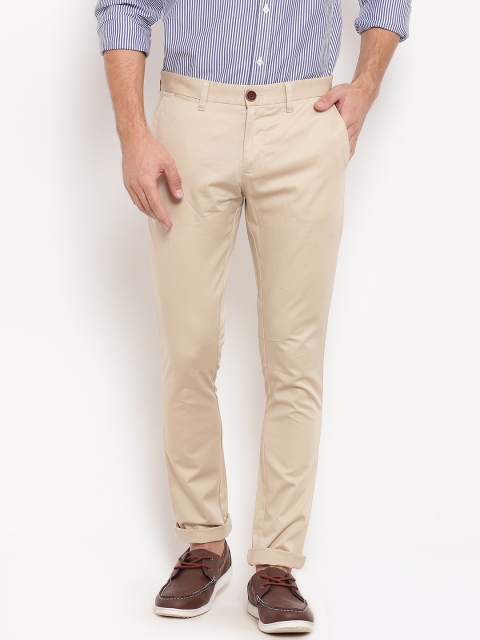 

University of Oxford by People Men Beige Slim Fit Casual Trousers