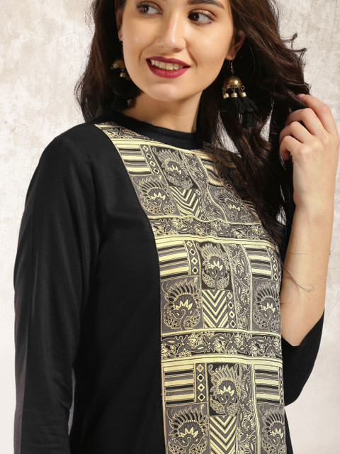 

Anouk Women Black Printed A-Line Kurta