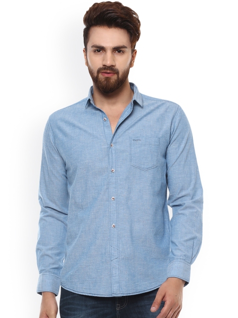 

Mufti Men Blue Slim Fit Solid Casual Shirt