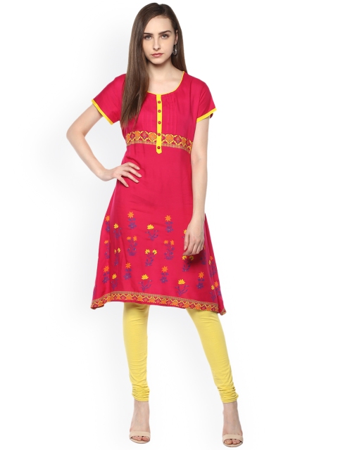 

Evam Women Pink Printed Kurta