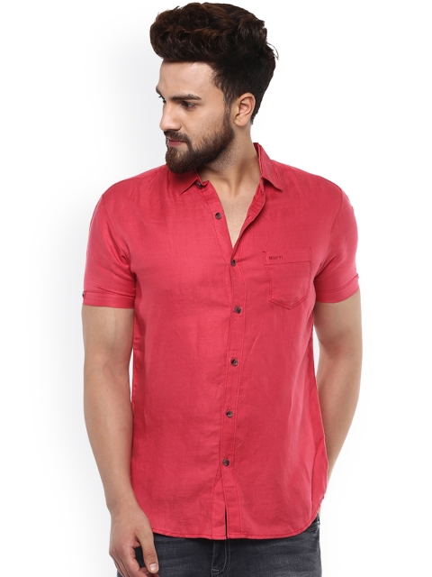 

Mufti Men Pink Slim Fit Solid Casual Shirt