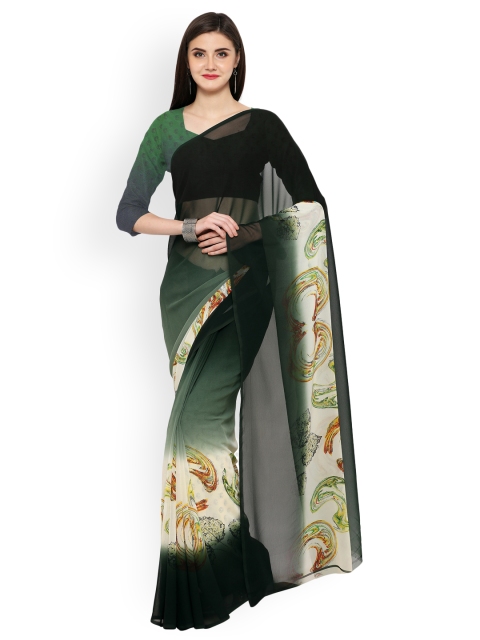 

Ligalz Green Printed Poly Georgette Saree