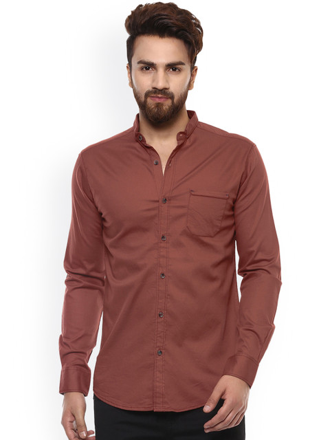 

Mufti Men Brown Slim Fit Solid Casual Shirt
