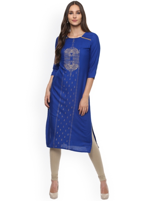 

Evam Women Blue Printed Kurta