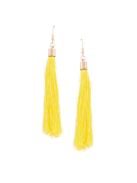 

OOMH Gold-Toned & Yellow Tasselled Drop Earrings